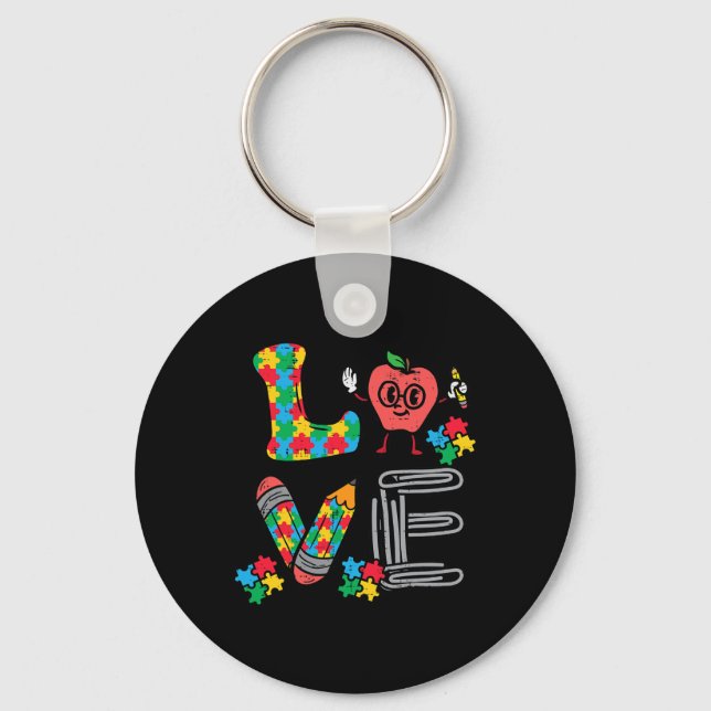 Chaveiro Professor de Consciência do Autismo Apaixonado Edu (Frente)