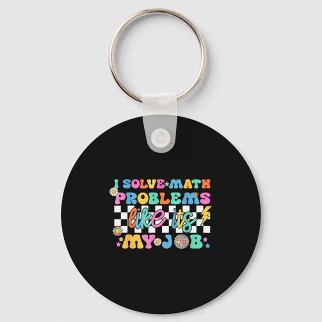 Chaveiro Professor de Matemática Retro Groovy Engraçado De  (Frente)