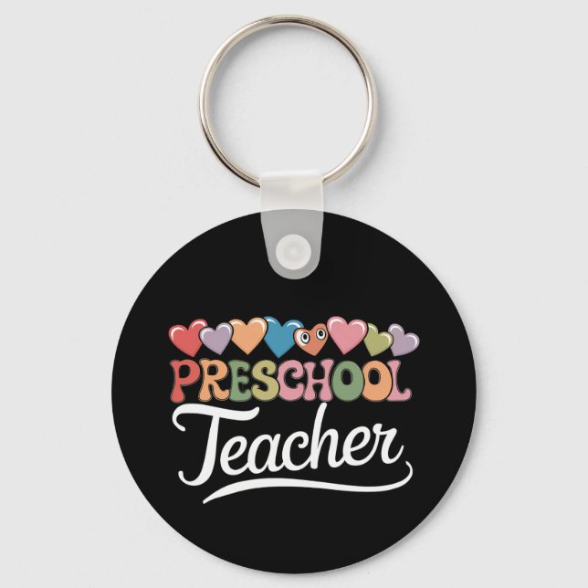 Chaveiro Professor de Pré-Escola Primeiro Dia Groovy Volta  (Frente)