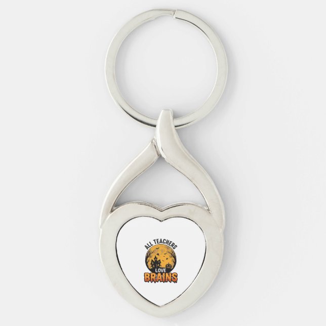 Chaveiro Professor Dia das Bruxas Amor Cérebros Design Vint (Frente)