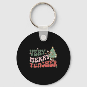 Chaveiro Professor Retro de Natal Muito Feliz Professor