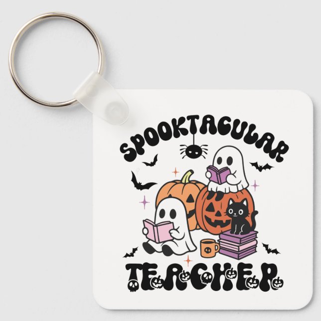 Chaveiro Professor Spooktacular Cute Ghosts Halloween (Frente)