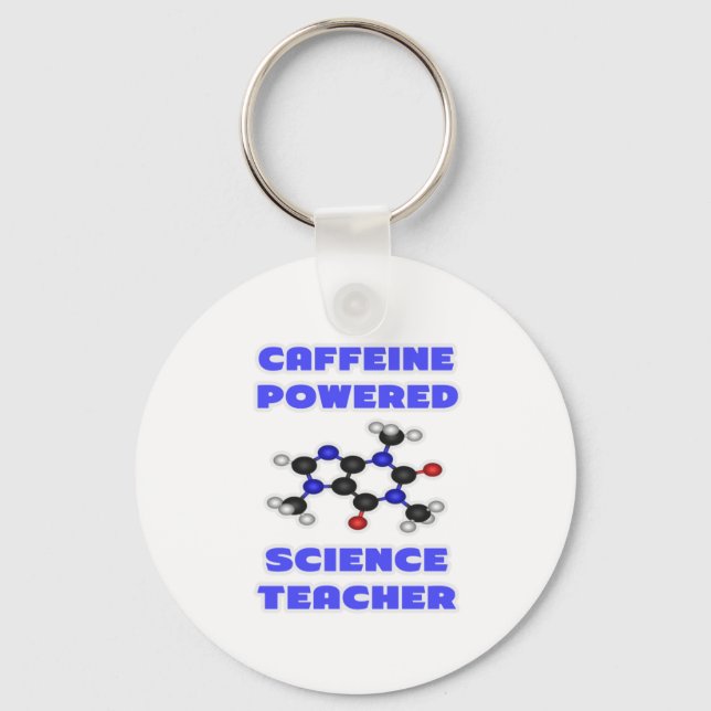 Chaveiro Professora de Ciência Powered Caffeine (Frente)