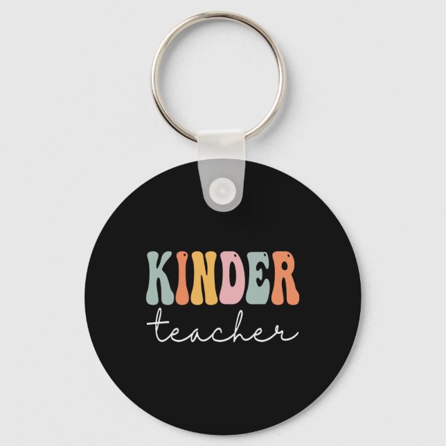 Chaveiro Professora Kinder Retro Groovas Feliz Primeiro Dia (Frente)