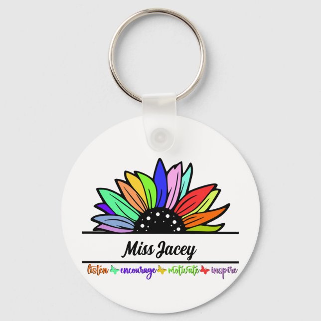 Chaveiro Professores de flores selvagens Apreciação, profes (Frente)