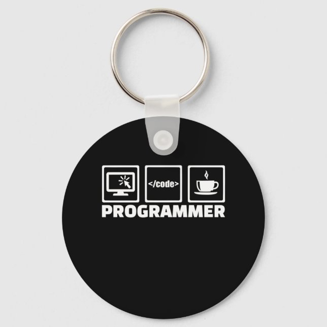 Chaveiro Programador Escreve Código E Bebe Café (Frente)