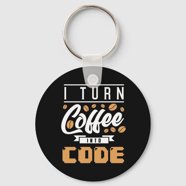 Chaveiro Programador Transforma Café Em Código (Frente)