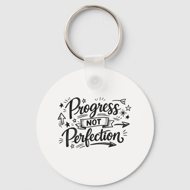 Chaveiro Progress Not Perfection Motivational Quote Design (Frente)