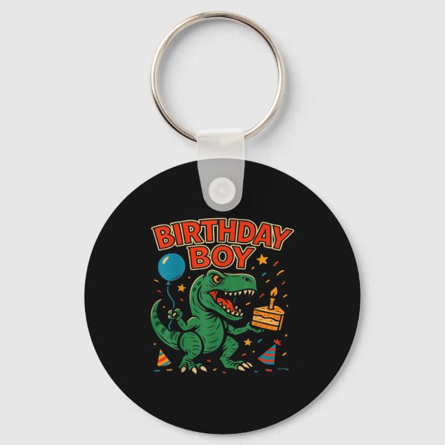 Chaveiro Projeto de celebração de dinossauro de aniversário (Frente)