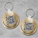 Chaveiro Promocional de código QR moderno Dourado<br><div class="desc">Chaveiro simples e moderno para a sua empresa ou organização com um fundo metálico falso em ouro escovado. Adicione um código QR ou logotipo e duas linhas de texto personalizado,  como nome da sua empresa,  slogan,  obrigado,  etc.</div>