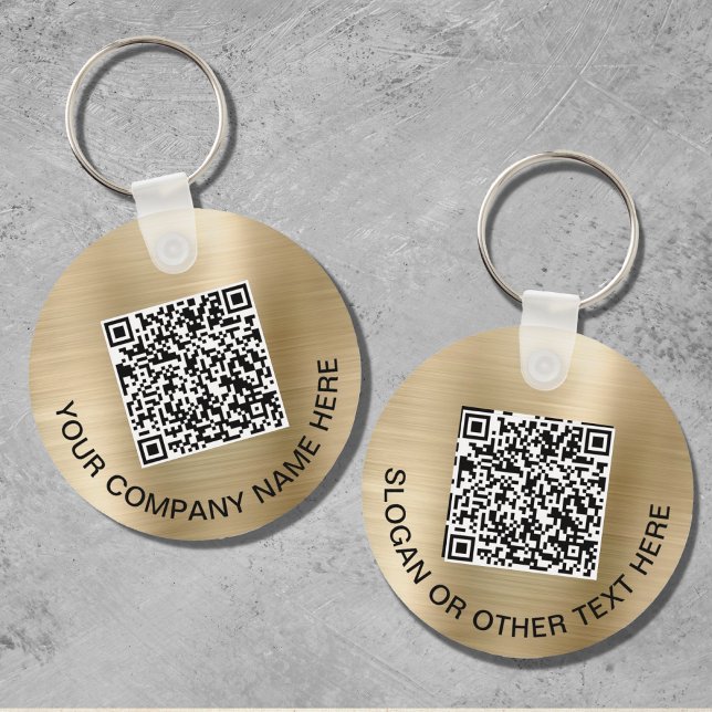 Chaveiro Promocional de código QR personalizado Dourado (Criador carregado)