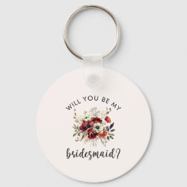 Chaveiro Proposta de Dama de Honra Nota Floral Sentimental
