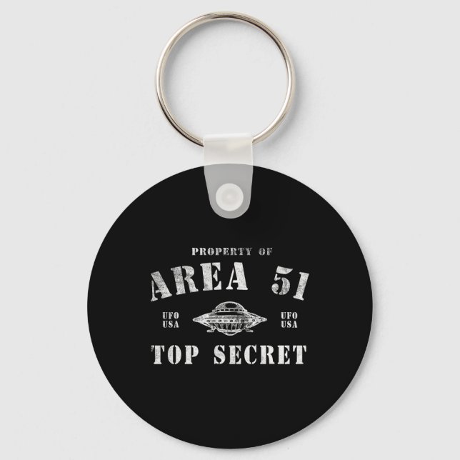 Chaveiro Propriedade da Área 51 Segredo Máximo Ufo Alien (Frente)