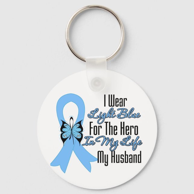 Chaveiro Prostata Cancer Ribbon Hero Meu Marido (Frente)