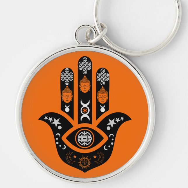Chaveiro Proteção do Olho do Mal da Mão de Hamsa (Frente)