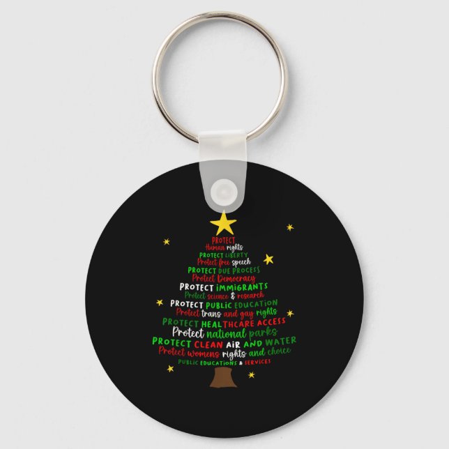 Chaveiro Protect Democracy Christmas Tree Feminist Social J (Frente)