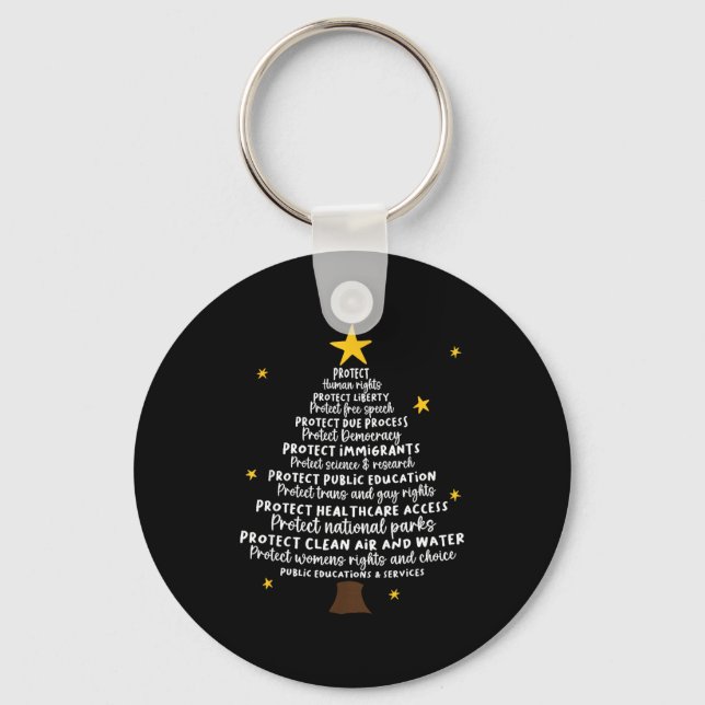 Chaveiro Protect Democracy Christmas Tree Subtle Anti Trump (Frente)