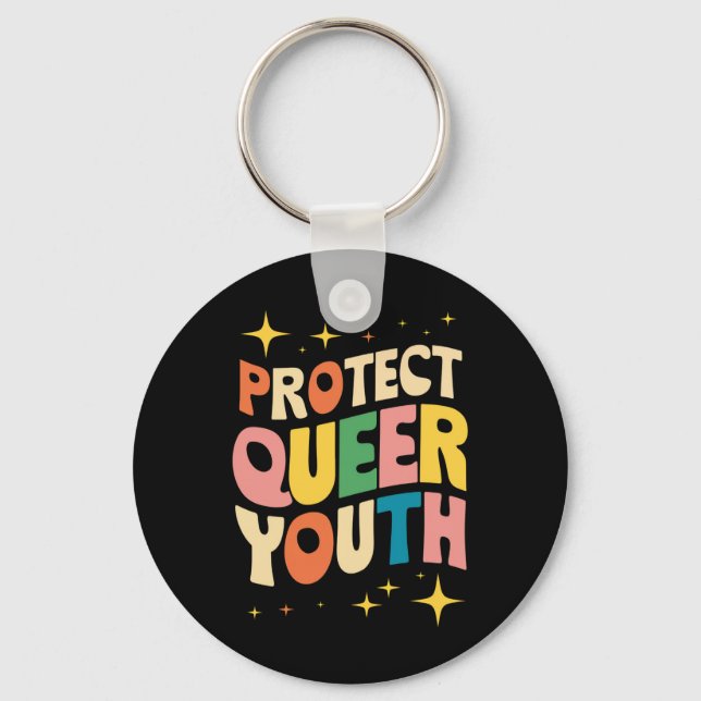 Chaveiro Proteja Jovens Queer Proteja Crianças Trans LGBTQ (Frente)