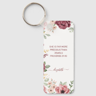Chaveiro Provérbios 31 Elegante flor rosa pastel escritura 