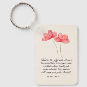 Chaveiro Provérbios 3:5–6 Confie no Senhor Rosa Floral