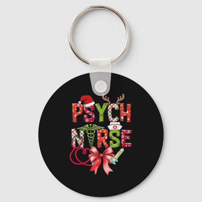 Chaveiro Psych Nurse Christmas Cute Coquette Christmas Bow  (Frente)