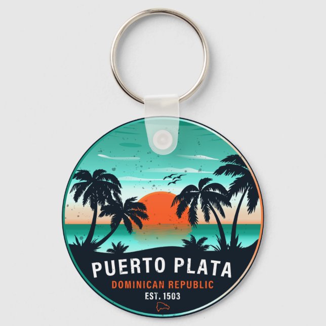 Chaveiro Puerto Plata Dominican Retro Sunset Souvenir 60 (Frente)