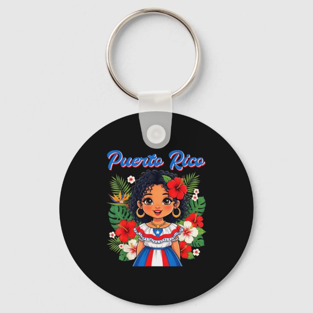 Chaveiro Puerto Rican Girl Culture Pride Cute Girl Traditio (Frente)