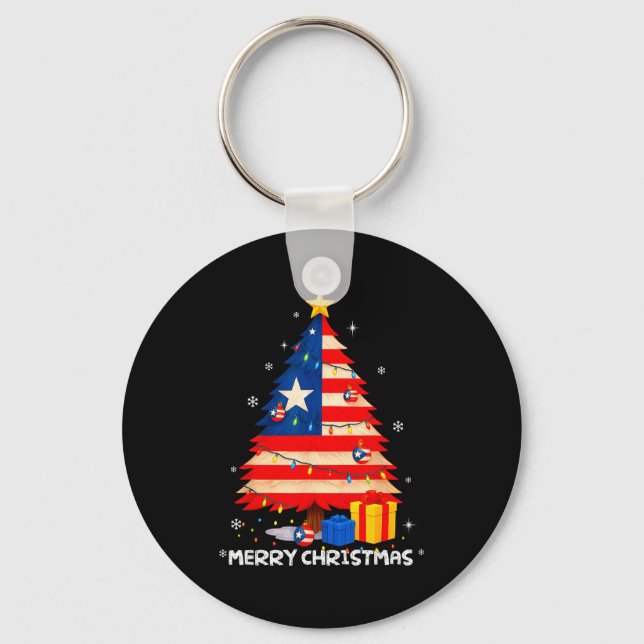 Chaveiro Puerto Rico Flag Tree Lights Christmas Pajamas -co (Frente)