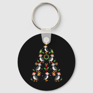 Chaveiro Puffin Birds Xmas Lighting Tree Puffin no Natal