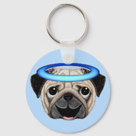 Chaveiro Pug Angel Emoji - Angel Pug Emoji