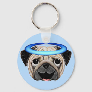 Chaveiro Pug Angel Emoji - Angel Pug Emoji