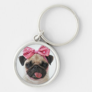 Chaveiro Pug com Arco rosa