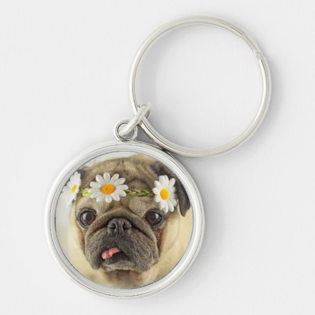 Chaveiro Pug com Daisy Crown (Frente)
