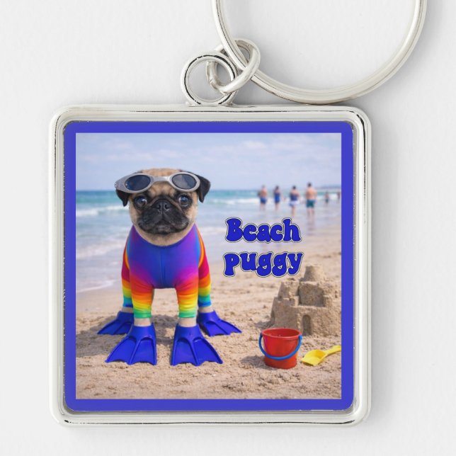 Chaveiro Pug da Praia (Frente)