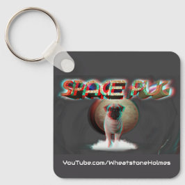 Chaveiro Pug de espaço 3D
