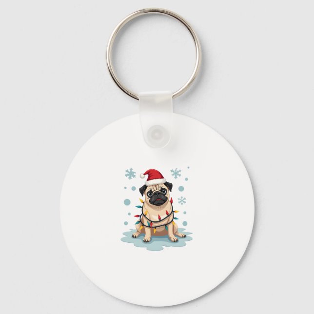Chaveiro Pug Dog Christmas Men Women (Frente)