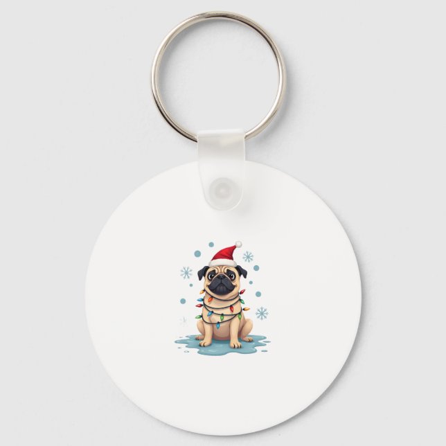 Chaveiro Pug Dog Christmas Men Women (1) (Frente)