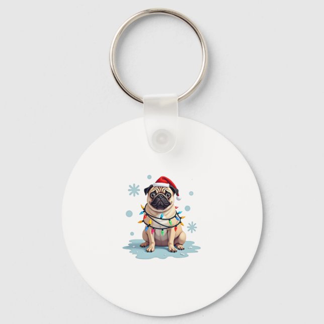 Chaveiro Pug Dog Christmas Men Women (2) (Frente)