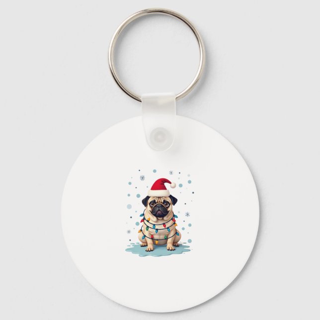 Chaveiro Pug Dog Christmas Men Women (3) (Frente)
