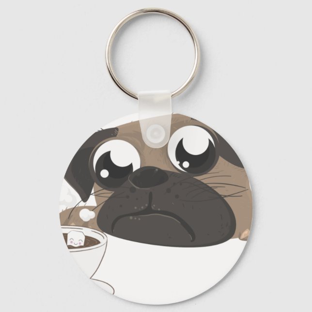 Chaveiro Pug e café (Frente)
