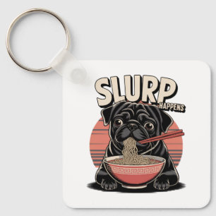 Chaveiro Pug Eating Ramen Funny Slurp Acontece