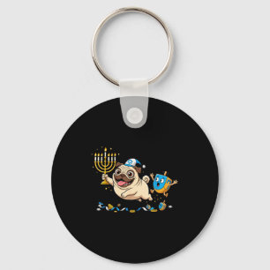 Chaveiro Pug Engraçado Dreidel Menorá Hanukkah Crianças Mul