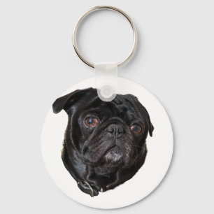 Chaveiro Pug engraçado preto