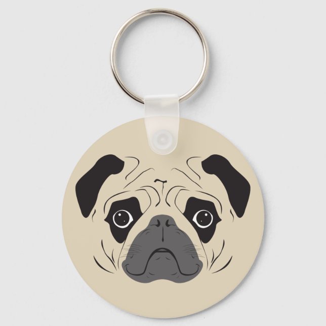 Chaveiro Pug Face Silhout (Frente)
