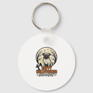 Chaveiro Pug Halloween Doces ou Travessuras Desenho de Grav