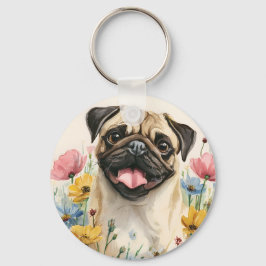 Chaveiro Pug Keychain – Watercolor