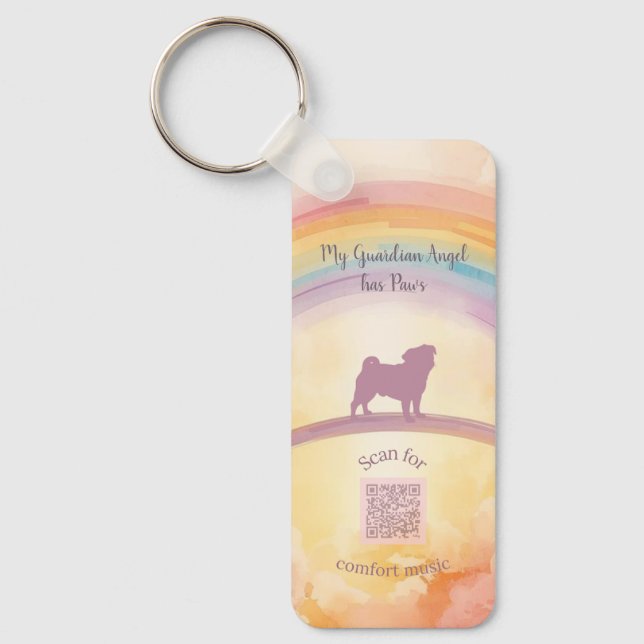 Chaveiro  Pug Memorial Keychain with Music QR Code (Frente)