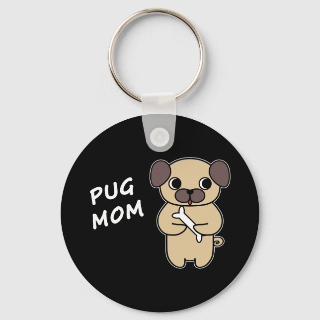 Chaveiro PUG MOM - Preto (Frente)
