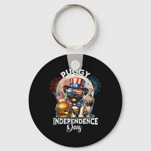 Chaveiro Pug Moon Independence Day Pug