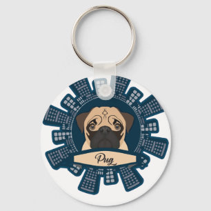 Chaveiro pug na cidade